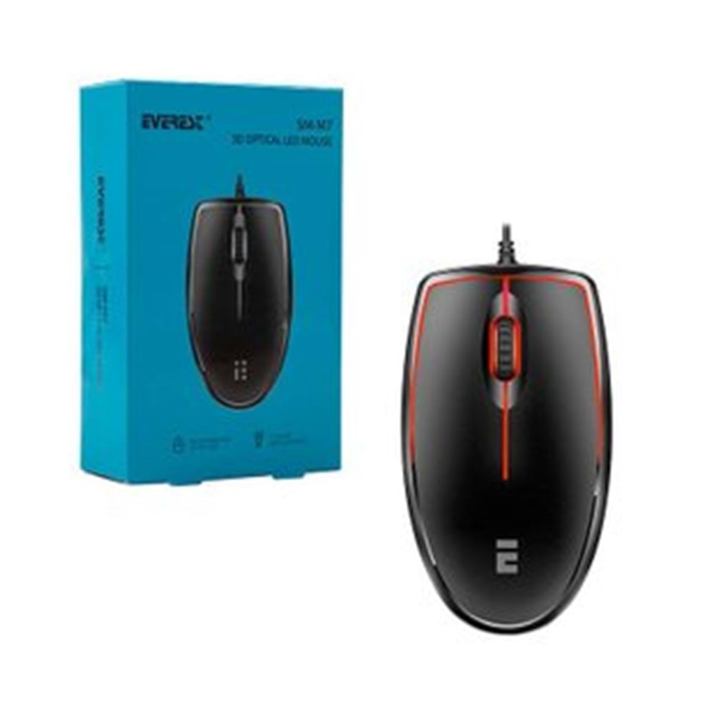 EVEREST MOUSE OPTİK LED USB KABLOLU SM-M7 SİYAH