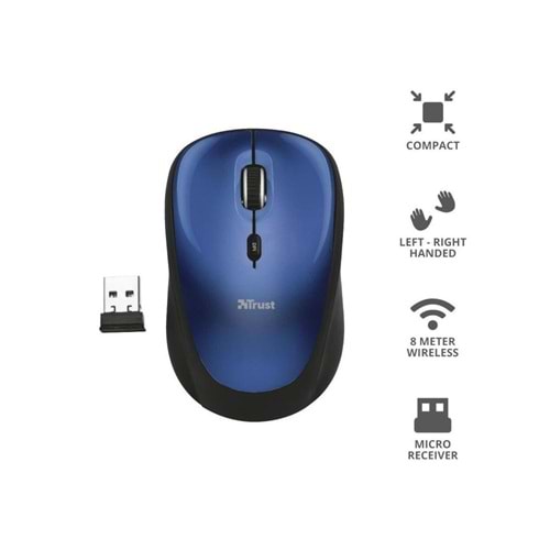 TRUST KABLOSUZ MOUSE YVI 19663 MAVİ